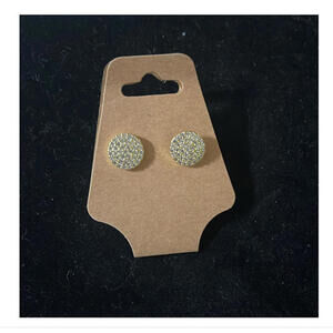 Lisa Freede x Diamonique Round Pave Stud Earrings, $60, Gold Tone